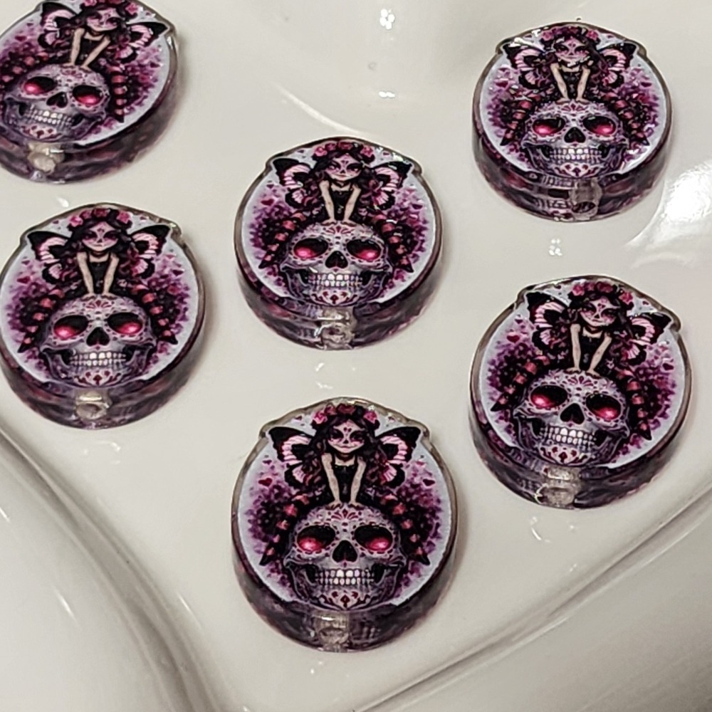 Skull Fairy 2 Pcs Focal Bead Beaded Pen Acrylic Jewelry Charms Halloween